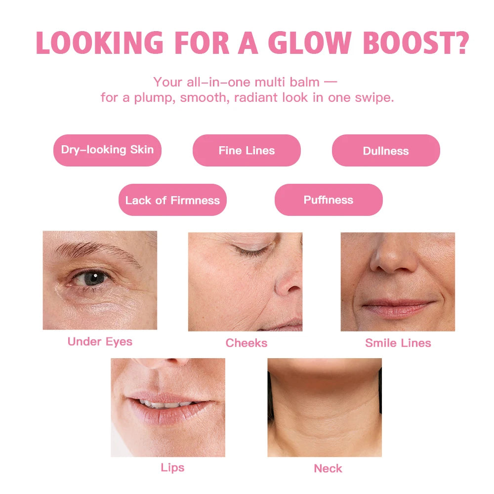 Advertisement for a skincare product with text and images of skin concerns.
