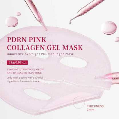 PDRN Pink Collagen Gel Mask with applicators on a white background